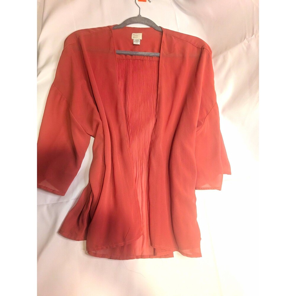 A New Day Pink Solid Pleated Open Front Lightweight Blouse One Size